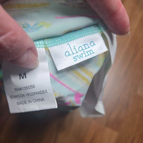 NEW Aliana Swim One Piece Surfboard Print Swimsuit Womens Size M Green - Picture 5 of 5